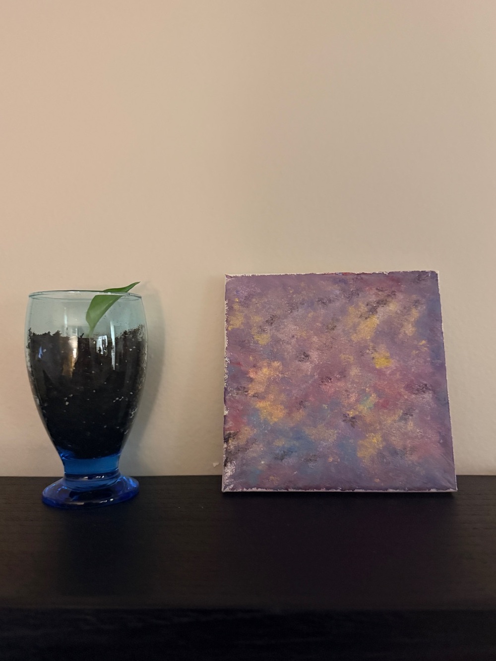 Handcrafted Original Acrylic Abstract Canvas Wall Art - Purple and Gold Accent